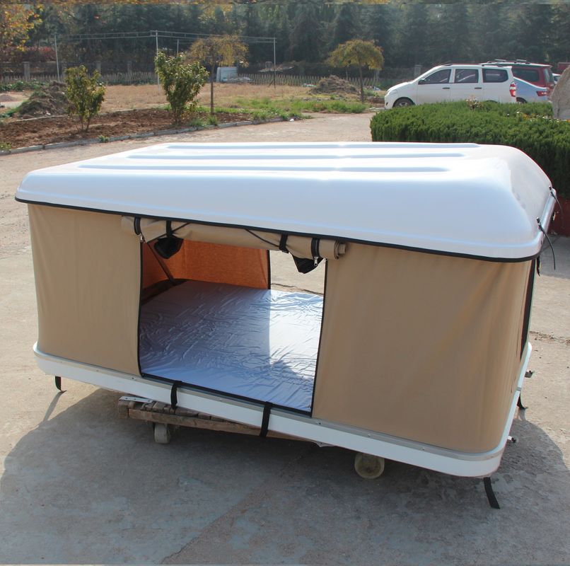 Campingzelt mit Dachfenster aus Leinwand, für Auto-Dach, beige harte Schale und Glasfaserstange